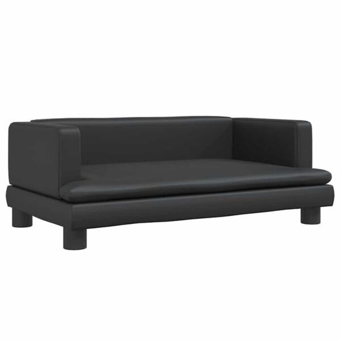 Elegancka sofa dla psa 80x45x30 cm - czarna ekoskóra - 76% taniej