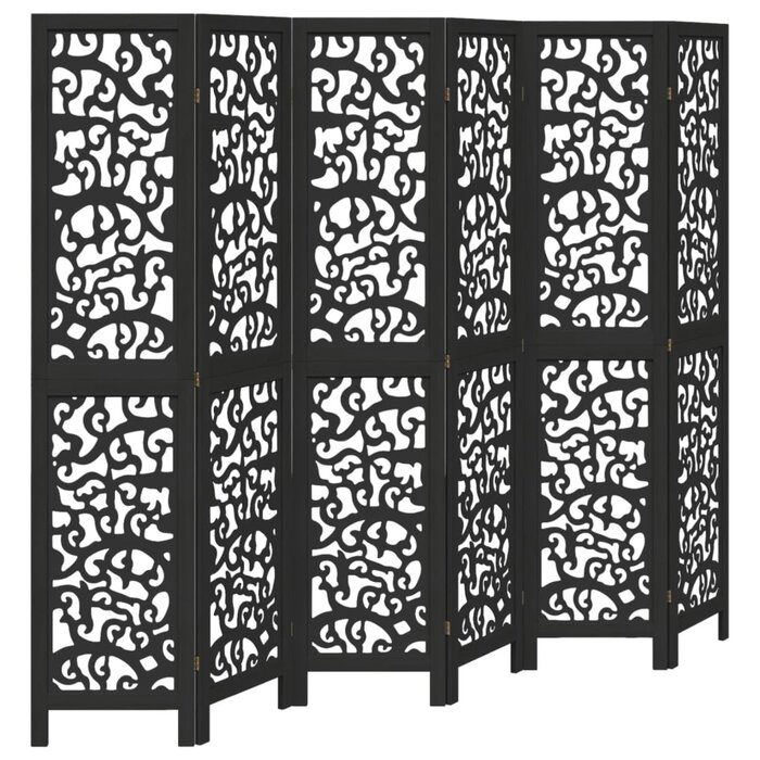 Vidaxl 6-panelowy parawan z drewna paulownia czarny 215x180 cm - 24% taniej