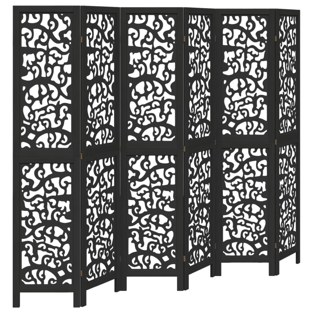 Vidaxl 6-panelowy parawan z drewna paulownia czarny 215x180 cm - 24% taniej