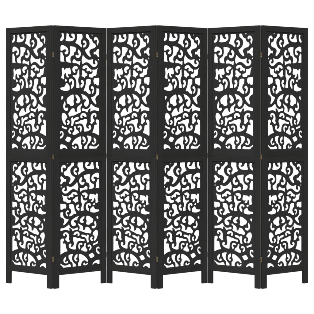 Vidaxl 6-panelowy parawan z drewna paulownia czarny 215x180 cm - 24% taniej