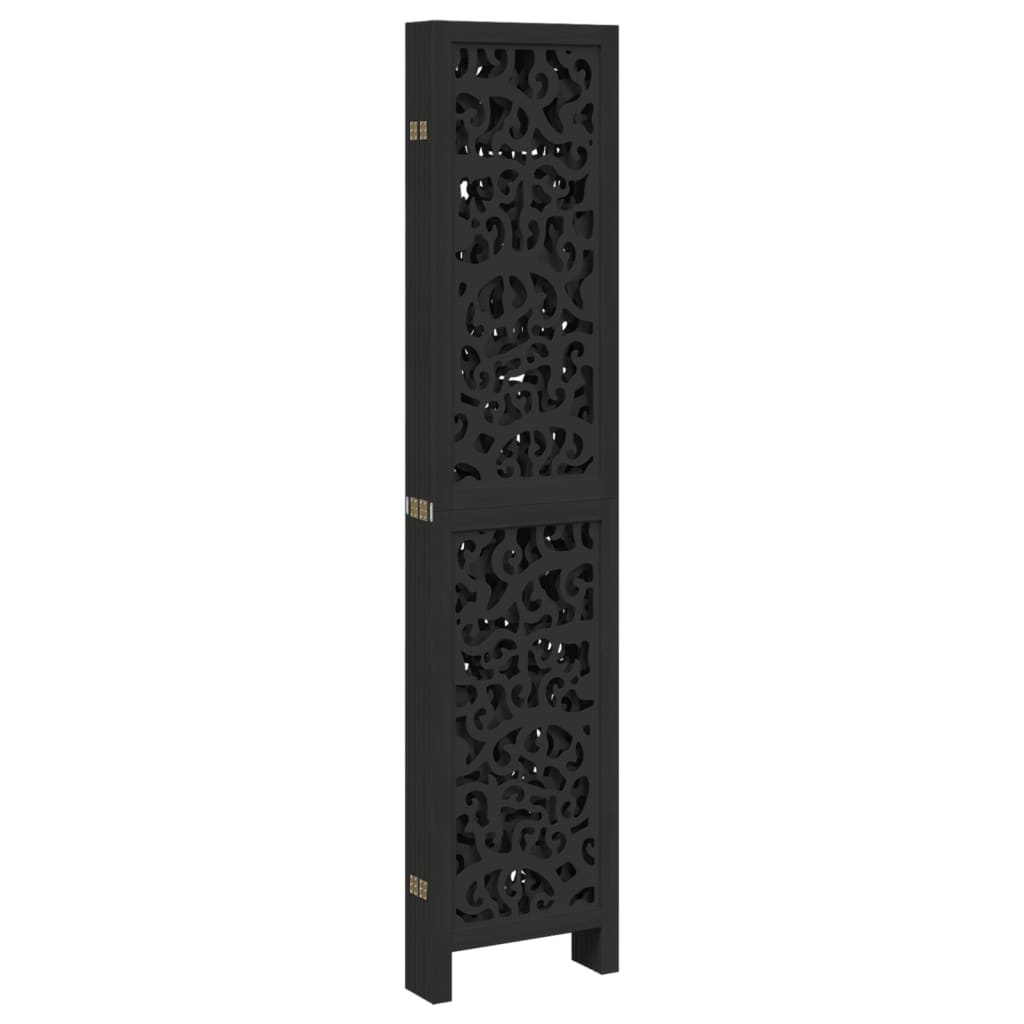 Vidaxl 6-panelowy parawan z drewna paulownia czarny 215x180 cm - 24% taniej