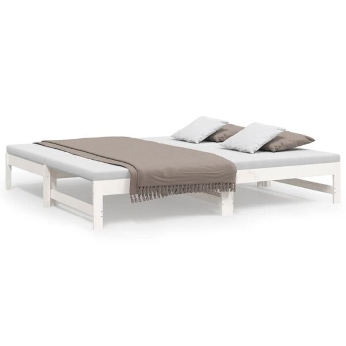 Vidaxl Rozsuwana kanapa sosnowa biała 2x(75x190) cm - 81% taniej