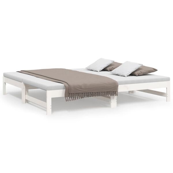Vidaxl Rozsuwana kanapa sosnowa biała 2x(75x190) cm - 81% taniej