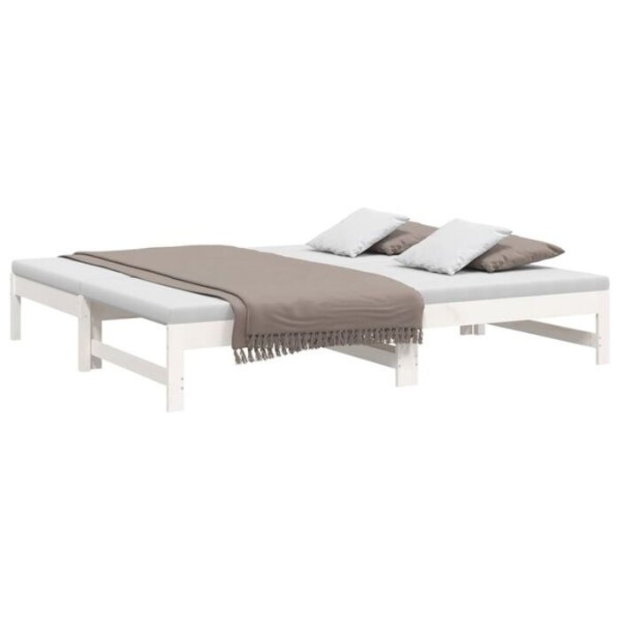 Vidaxl Rozsuwana kanapa sosnowa biała 2x(75x190) cm - 81% taniej