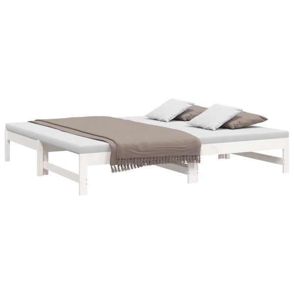 Vidaxl Rozsuwana kanapa sosnowa biała 2x(75x190) cm - 81% taniej