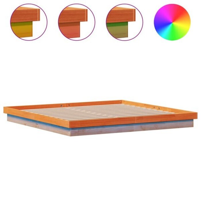 Vidaxl Drewniane łóżko 200x200 cm z LED - 80% taniej