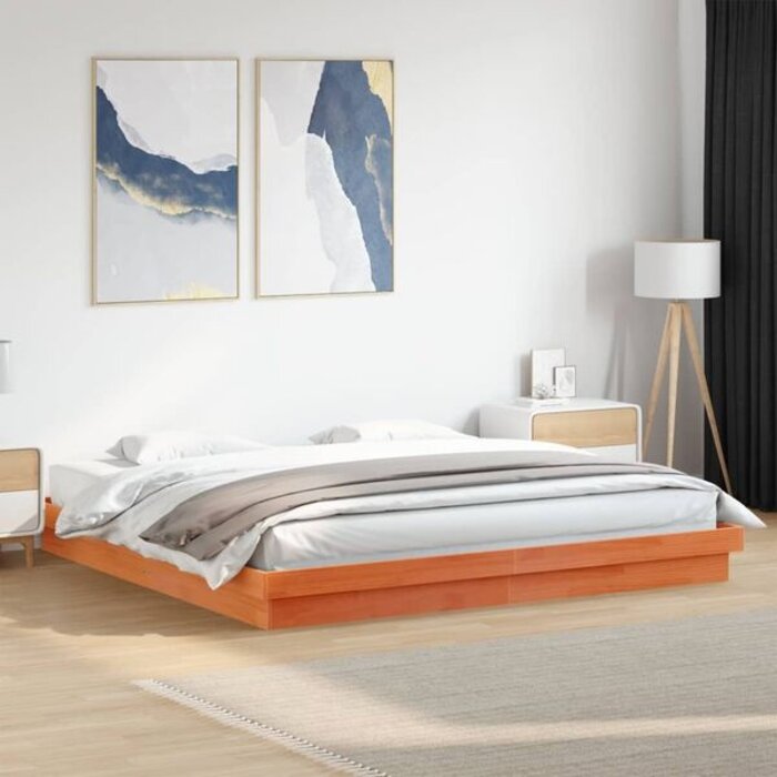 Vidaxl Drewniane łóżko 200x200 cm z LED - 80% taniej