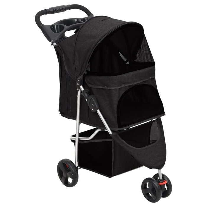 Vidaxl Składany wózek dla psa 80x46x98 cm - Czarny - 73% taniej