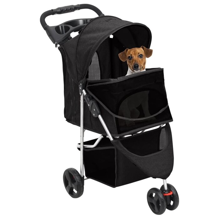 Vidaxl Składany wózek dla psa 80x46x98 cm - Czarny - 73% taniej
