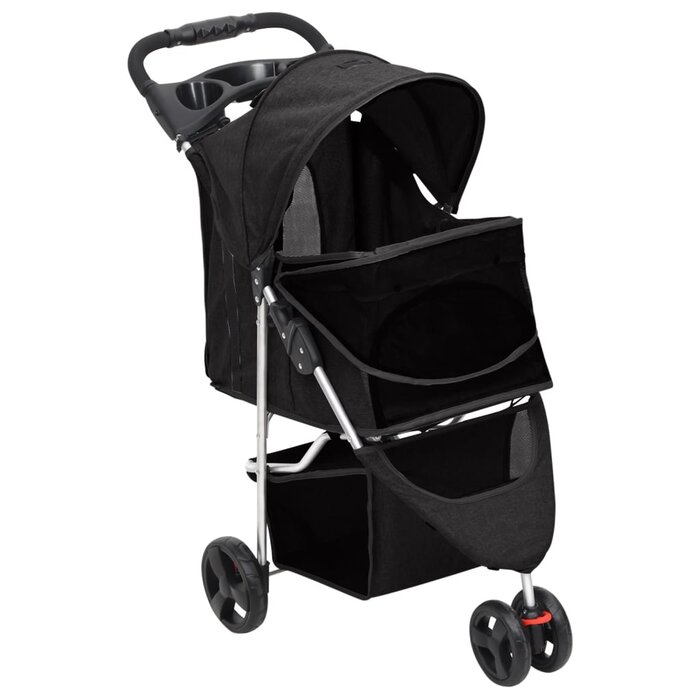 Vidaxl Składany wózek dla psa 80x46x98 cm - Czarny - 73% taniej