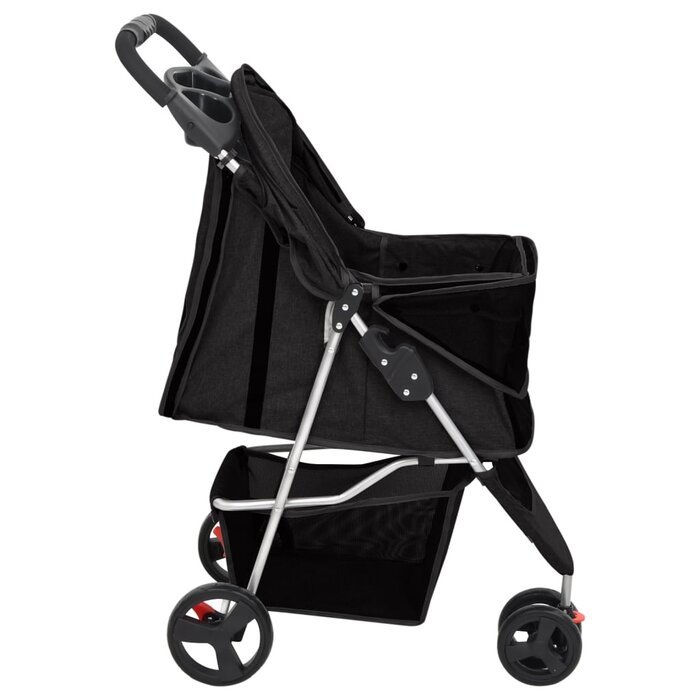 Vidaxl Składany wózek dla psa 80x46x98 cm - Czarny - 73% taniej