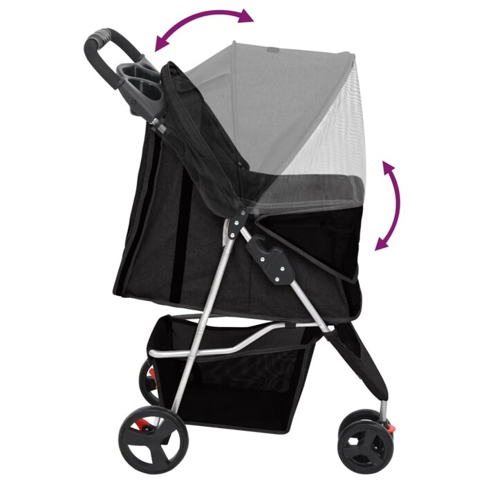 Vidaxl Składany wózek dla psa 80x46x98 cm - Czarny - 73% taniej