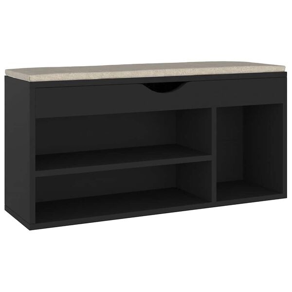 Vidaxl Ławka na buty z poduszką 104 cm czarna - 76% taniej