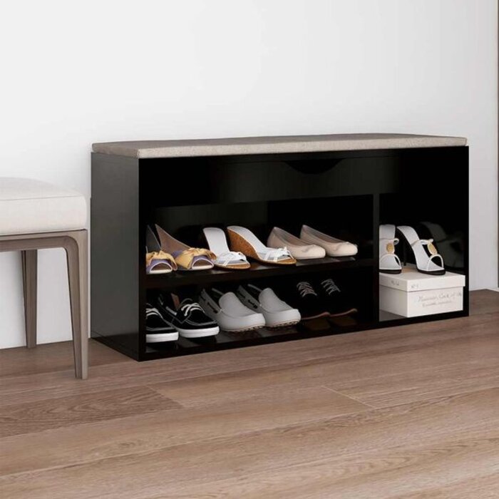 Vidaxl Ławka na buty z poduszką 104 cm czarna - 76% taniej