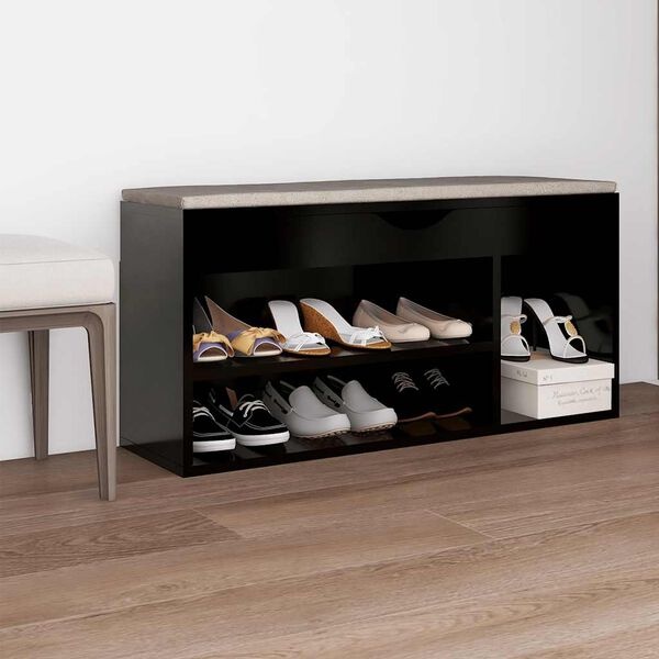Vidaxl Ławka na buty z poduszką 104 cm czarna - 76% taniej