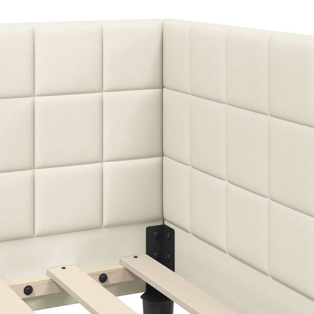 Vidaxl Aksamitne łóżko narożne 90x200 cm kremowe - 76% taniej