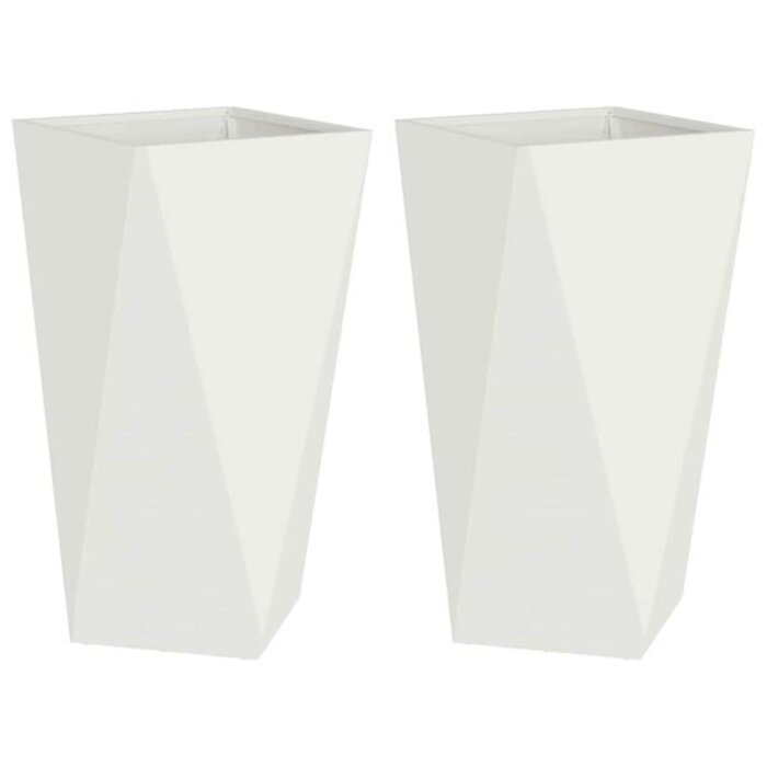 Zestaw 2 stalowych donic ogrodowych 40x40x75 cm - białe - 75% taniej