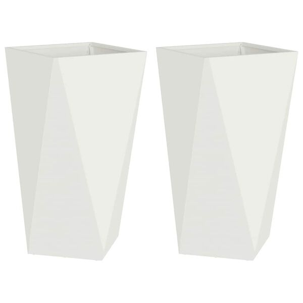 Zestaw 2 stalowych donic ogrodowych 40x40x75 cm - białe - 75% taniej