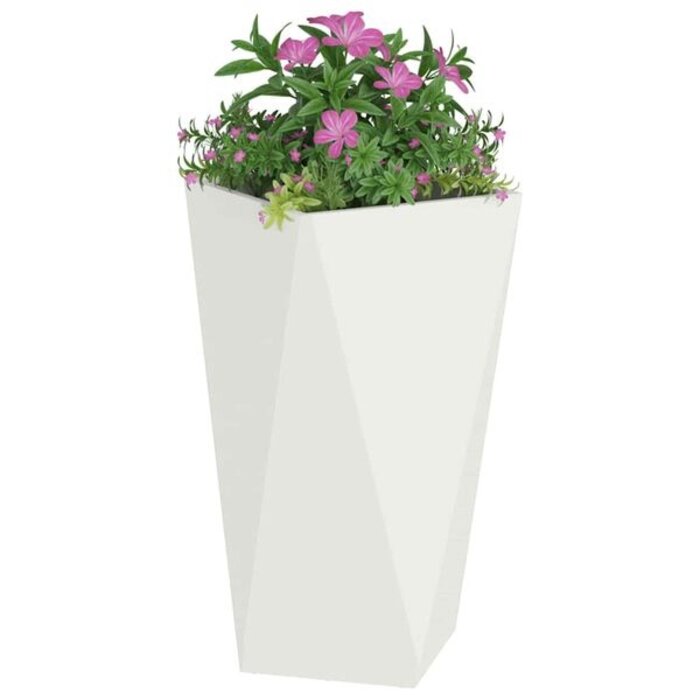 Zestaw 2 stalowych donic ogrodowych 40x40x75 cm - białe - 75% taniej