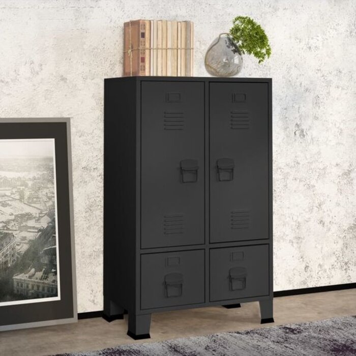 Szafa metalowa industrialna antracyt 67x35x107 cm - 85% taniej