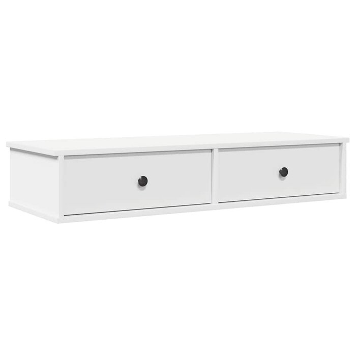 Biała półka ścienna z szufladami 100 cm - 75% taniej