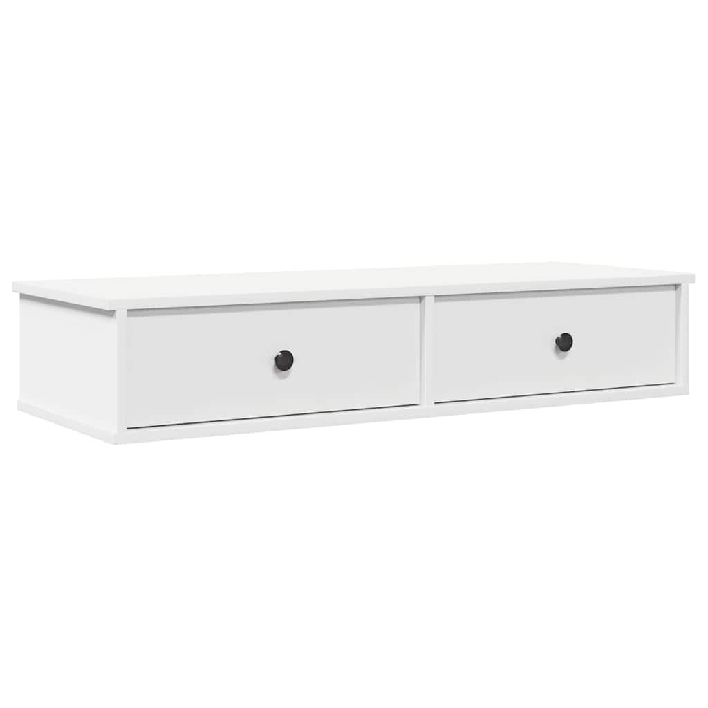 Biała półka ścienna z szufladami 100 cm - 75% taniej