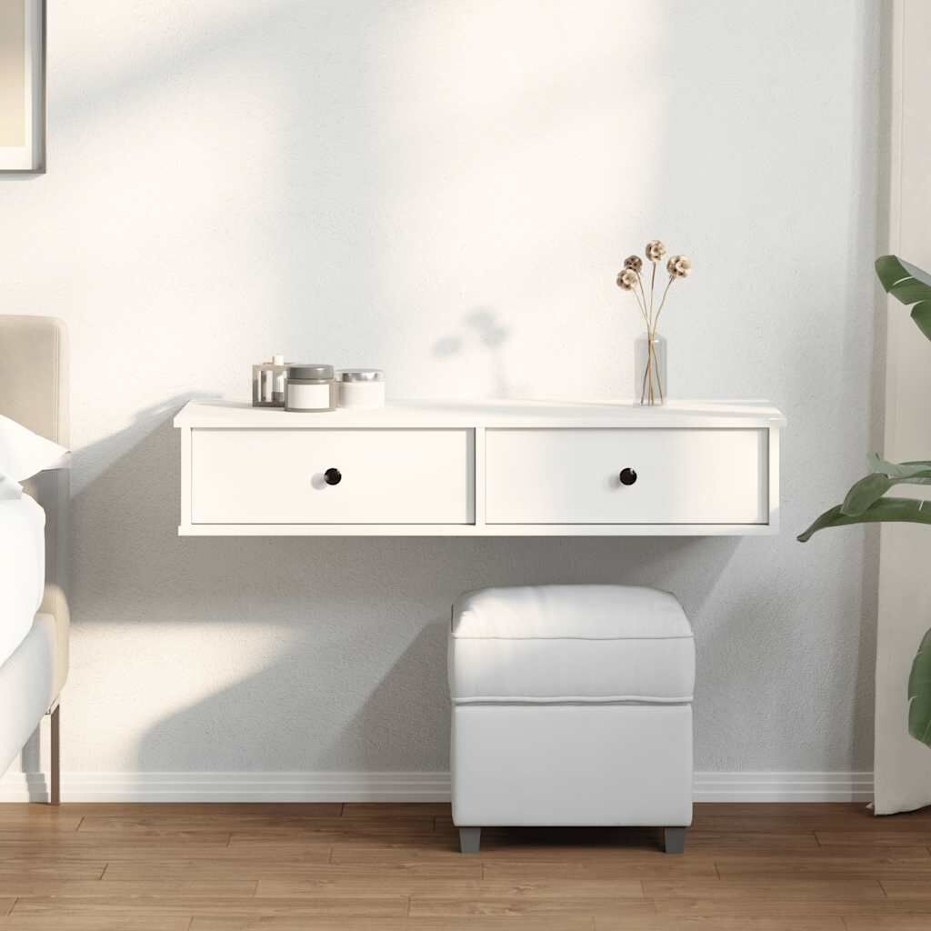 Biała półka ścienna z szufladami 100 cm - 75% taniej