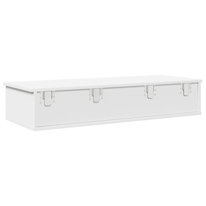 Biała półka ścienna z szufladami 100 cm - 75% taniej