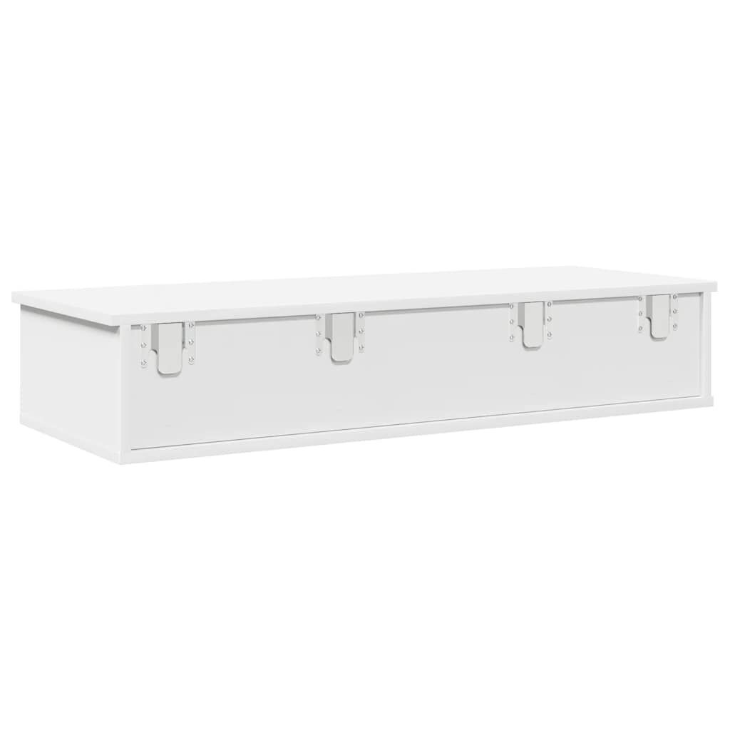 Biała półka ścienna z szufladami 100 cm - 75% taniej