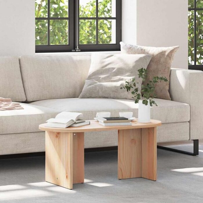 Vidaxl Owalny stolik kawowy z drewna sosnowego 80x40 cm - 71% taniej