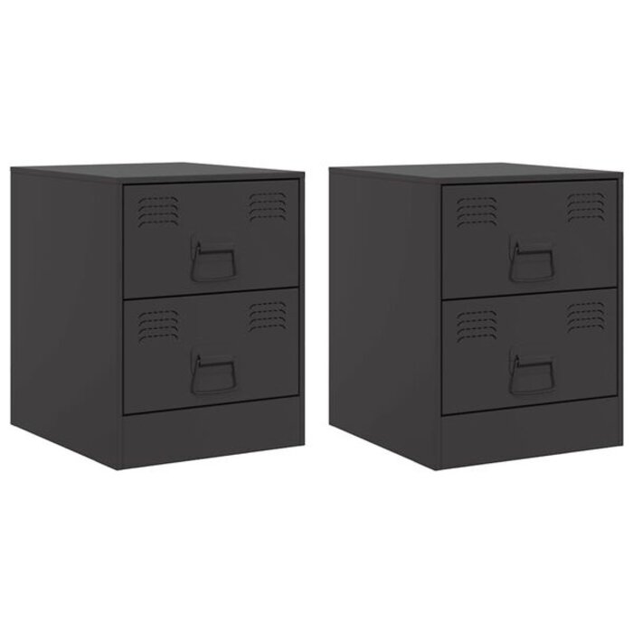 Zestaw 2 stolików nocnych stalowych, czarne 34,5x39x44 cm - 79% taniej