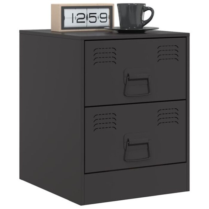 Zestaw 2 stolików nocnych stalowych, czarne 34,5x39x44 cm - 79% taniej