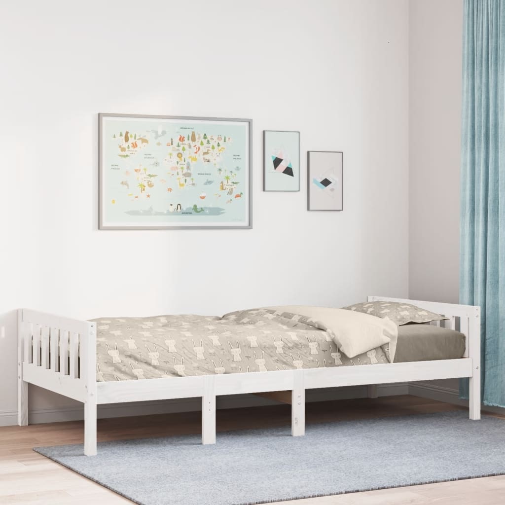 Vidaxl Białe łóżko dziecięce sosnowe 90x200 cm - 80% taniej