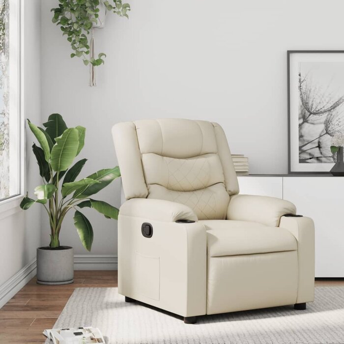 Vidaxl Fotel rozkładany z ekoskóry kremowy - 80% taniej