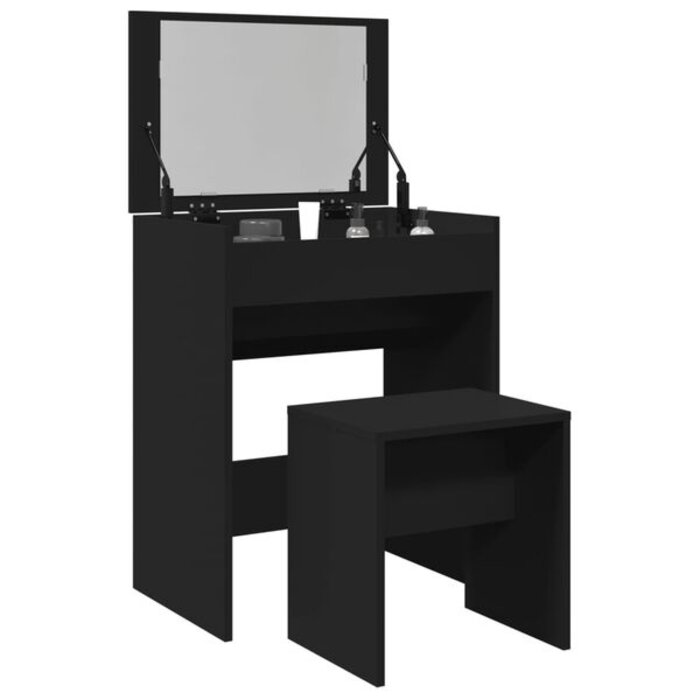 Elegancka toaletka z taboretem czarna 60x40 cm - 82% taniej