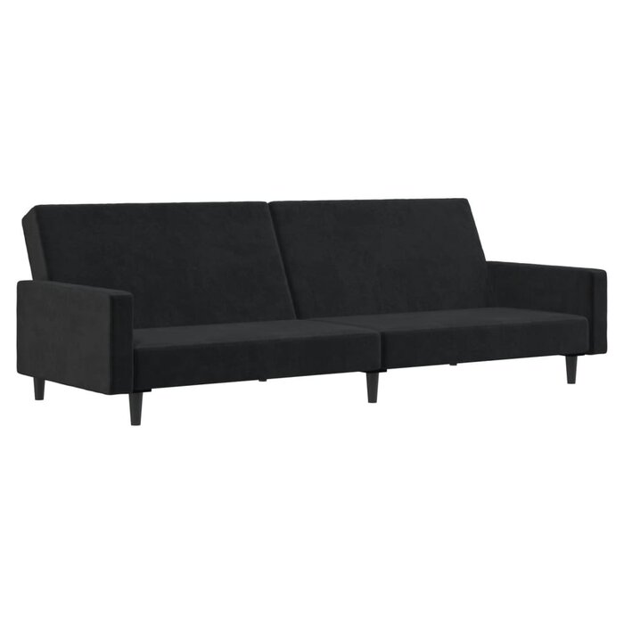 Dwuosobowa sofa rozkładana, czarny aksamit - 75% taniej