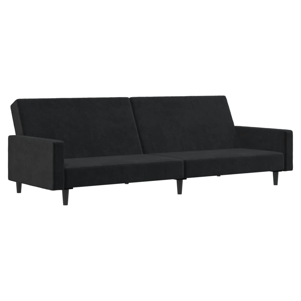 Dwuosobowa sofa rozkładana, czarny aksamit - 75% taniej