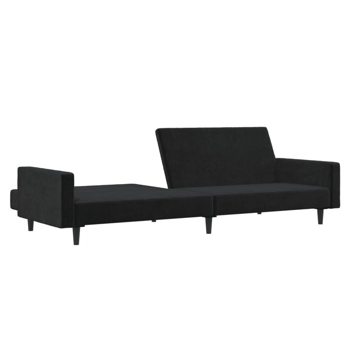Dwuosobowa sofa rozkładana, czarny aksamit - 75% taniej