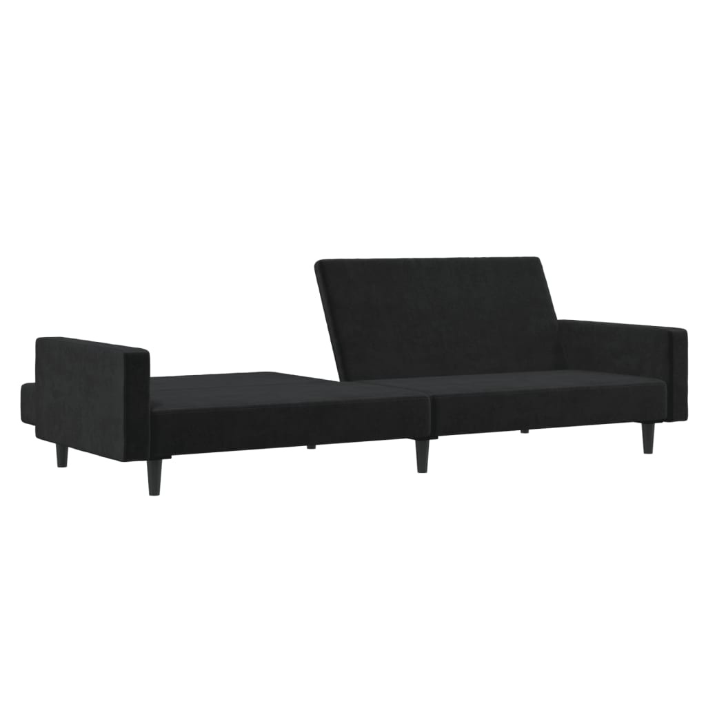 Dwuosobowa sofa rozkładana, czarny aksamit - 75% taniej