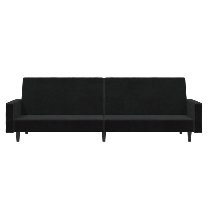 Dwuosobowa sofa rozkładana, czarny aksamit - 75% taniej