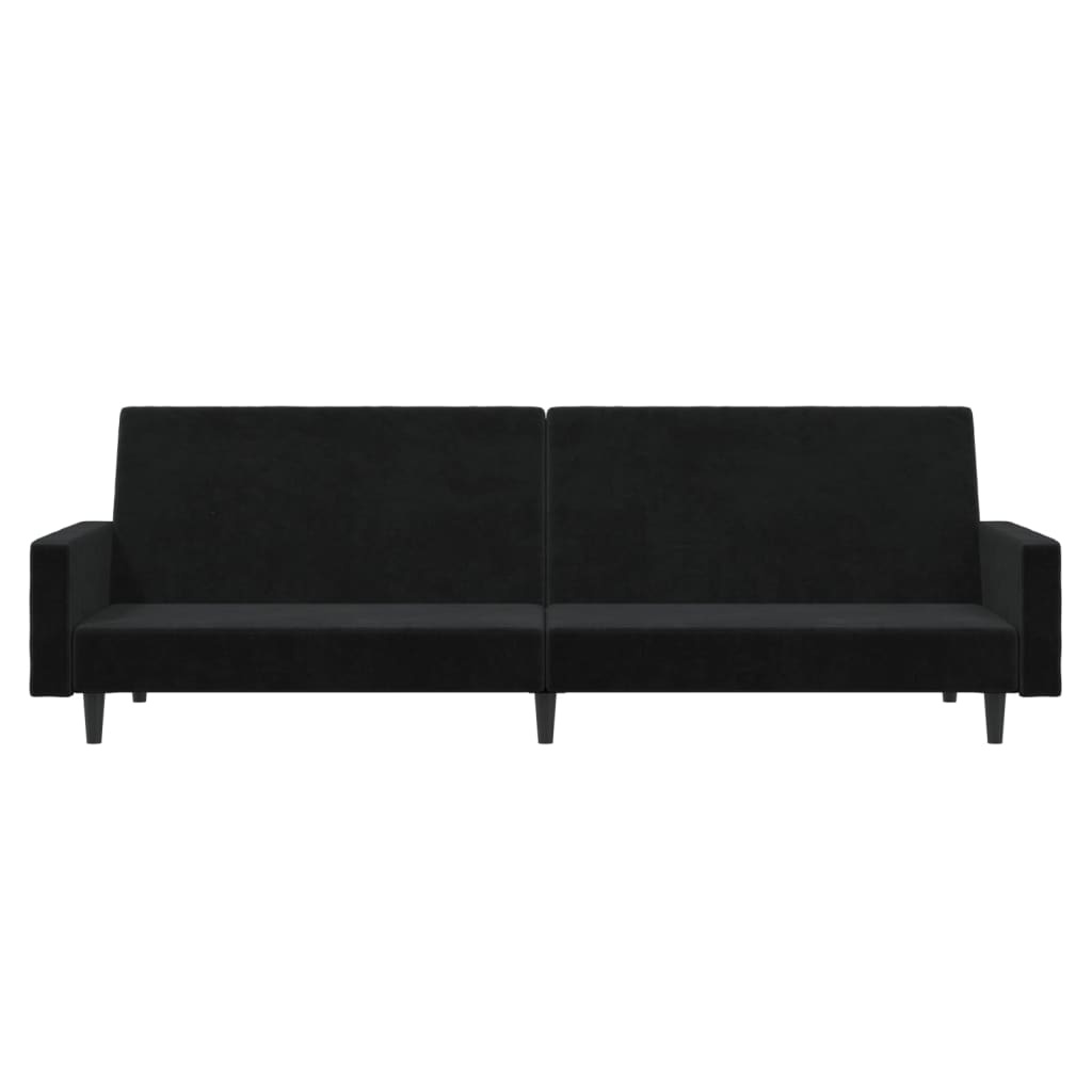 Dwuosobowa sofa rozkładana, czarny aksamit - 75% taniej