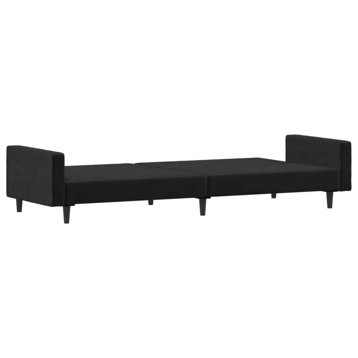 Dwuosobowa sofa rozkładana, czarny aksamit - 75% taniej