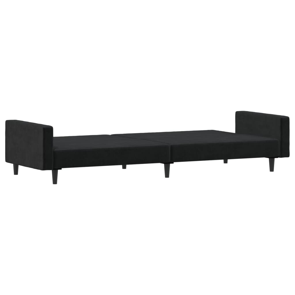 Dwuosobowa sofa rozkładana, czarny aksamit - 75% taniej