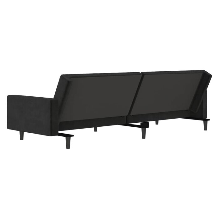 Dwuosobowa sofa rozkładana, czarny aksamit - 75% taniej