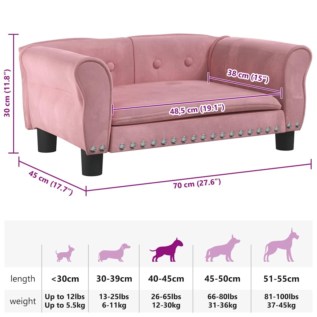 Vidaxl Eleganckie różowe legowisko dla psa 70x45cm - 71% taniej