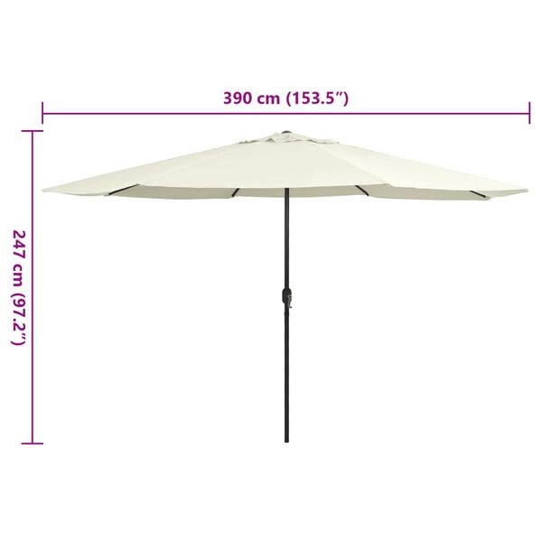 Vidaxl Duży parasol ogrodowy 390 cm, kolor piaskowy - 75% taniej