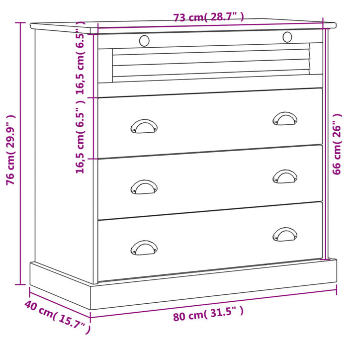 Komoda z litego drewna sosnowego VIGO 80x40x76 cm - 80% taniej
