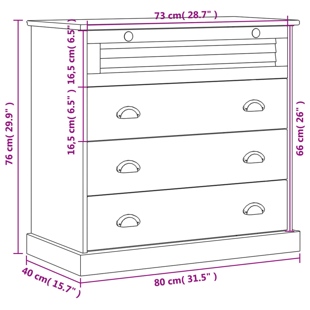 Komoda z litego drewna sosnowego VIGO 80x40x76 cm - 80% taniej