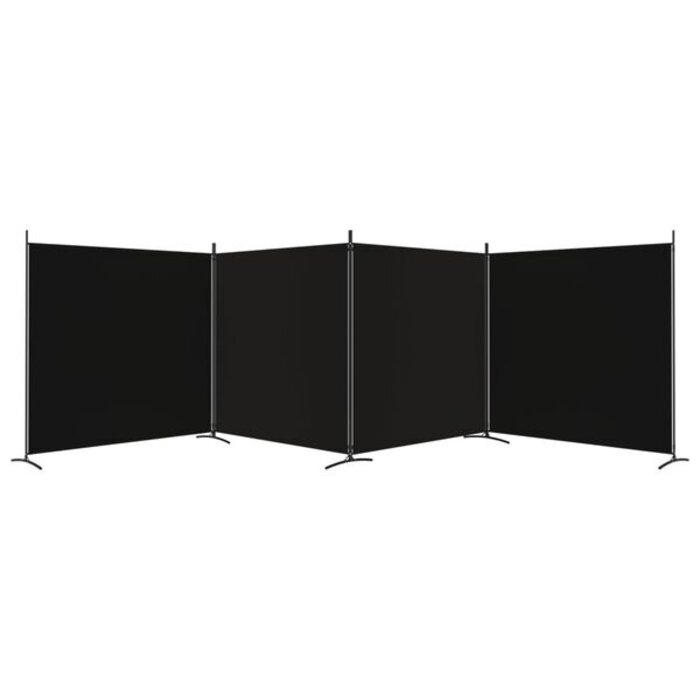 Parawan pokojowy 4-panelowy 698x180 cm czarny - 79% taniej