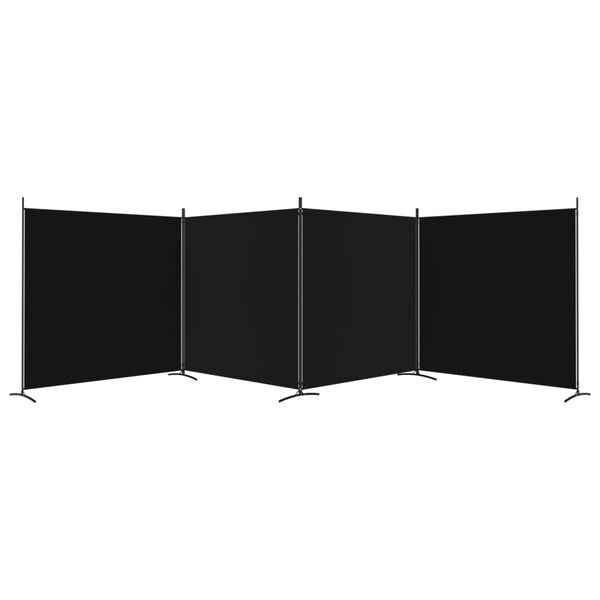 Parawan pokojowy 4-panelowy 698x180 cm czarny - 79% taniej